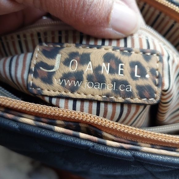 Joanel Quilted & Plain Black & Faux Leopard Trim Handbag (Large) - Picture 11 of 16